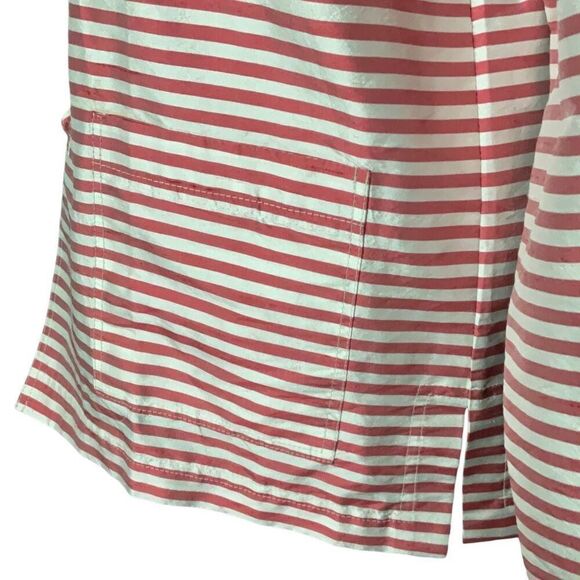Indo Chic Silk Red White Striped Frog Closure Jacket Long Sleeve Collared Sz XS - Picture 5 of 6